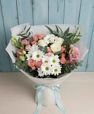 Букет цветов из:  Розы, Лизиантусы и Хризантемы в Савинский
