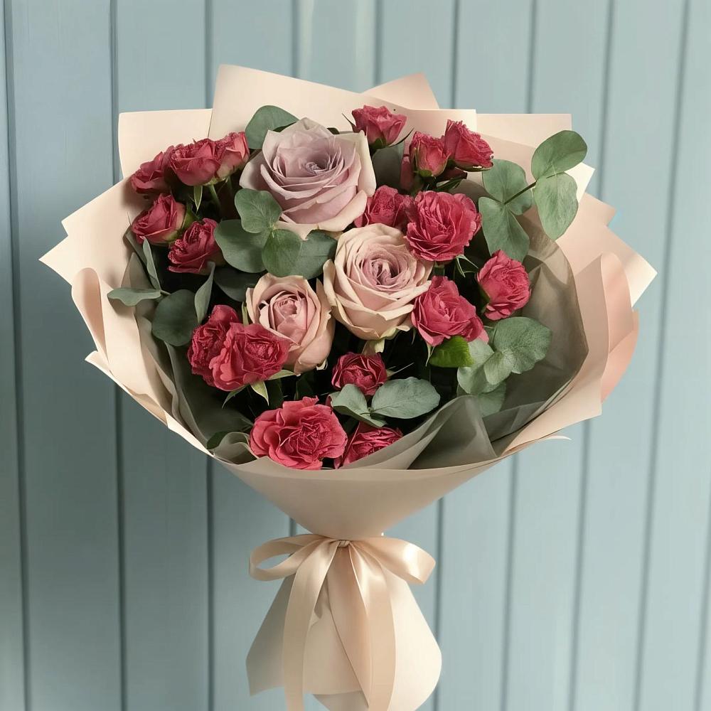 Букет цветов из: Гвоздики и Розы в Савинский