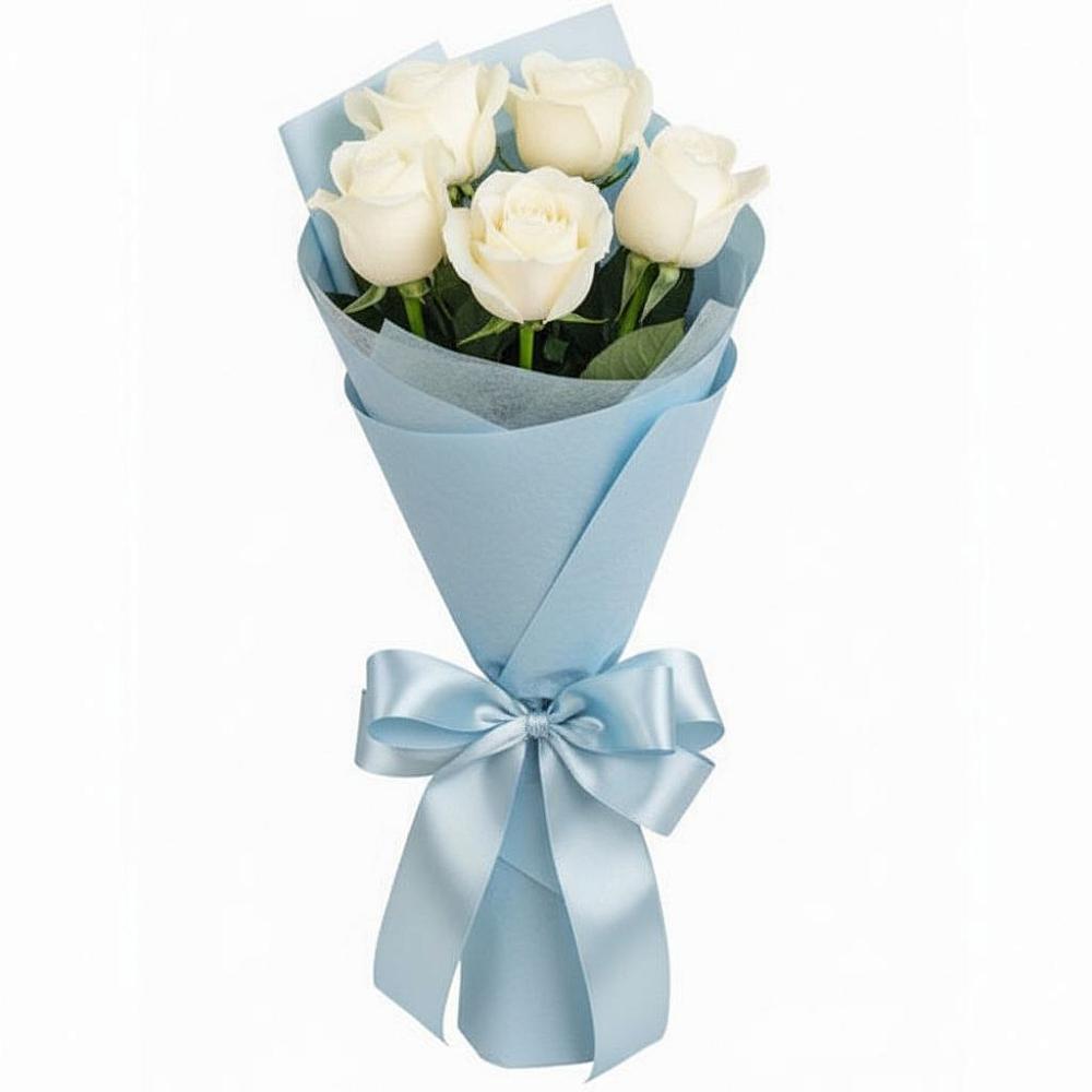 Букет 5 Белых роз Проуд в Савинский