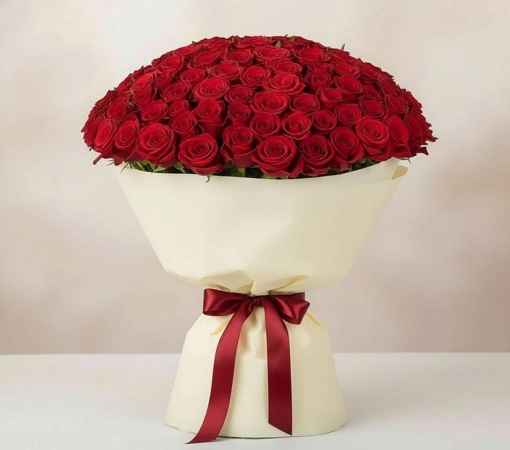 Букет 101 Красная роза Милано в Савинский
