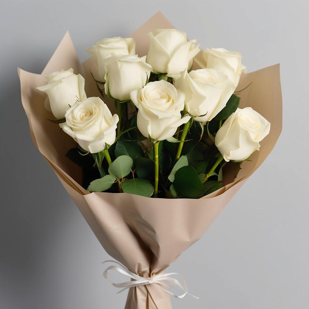 Букет 9 Белых роз Эдлесс Лав в Савинский