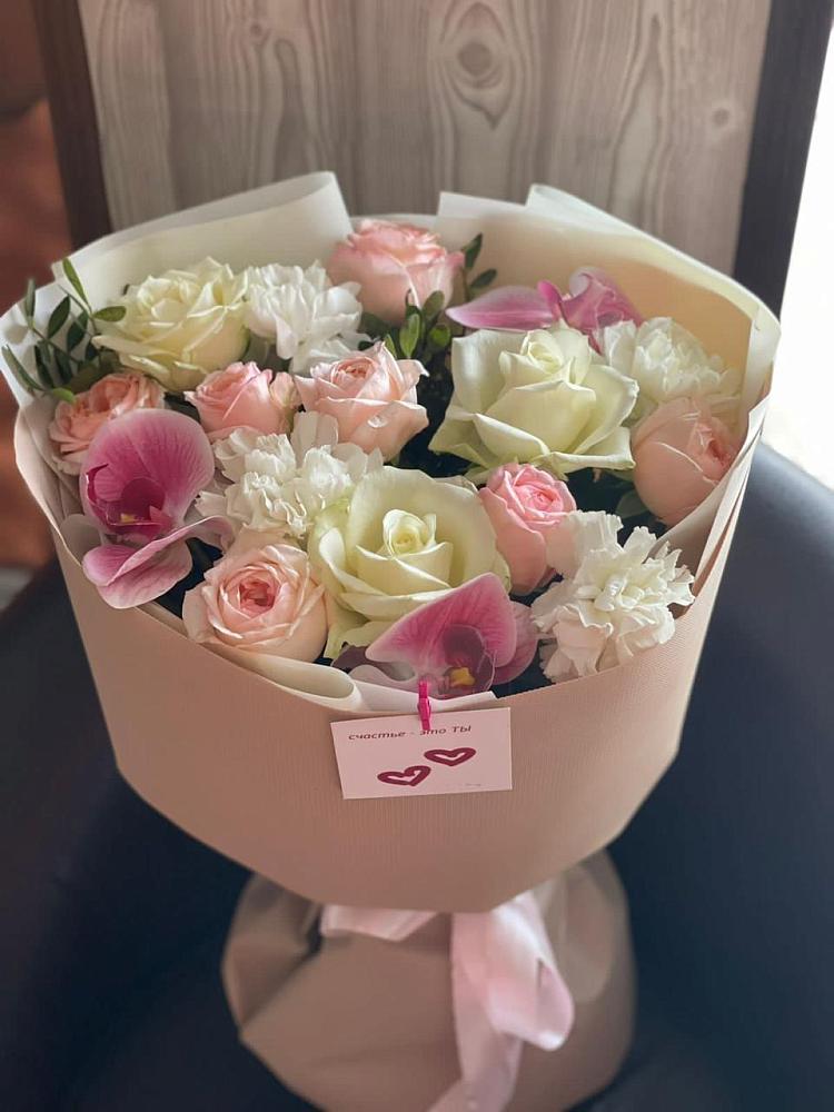 Букет цветов из: Орхидеи, Розы и Гвоздики в Савинский