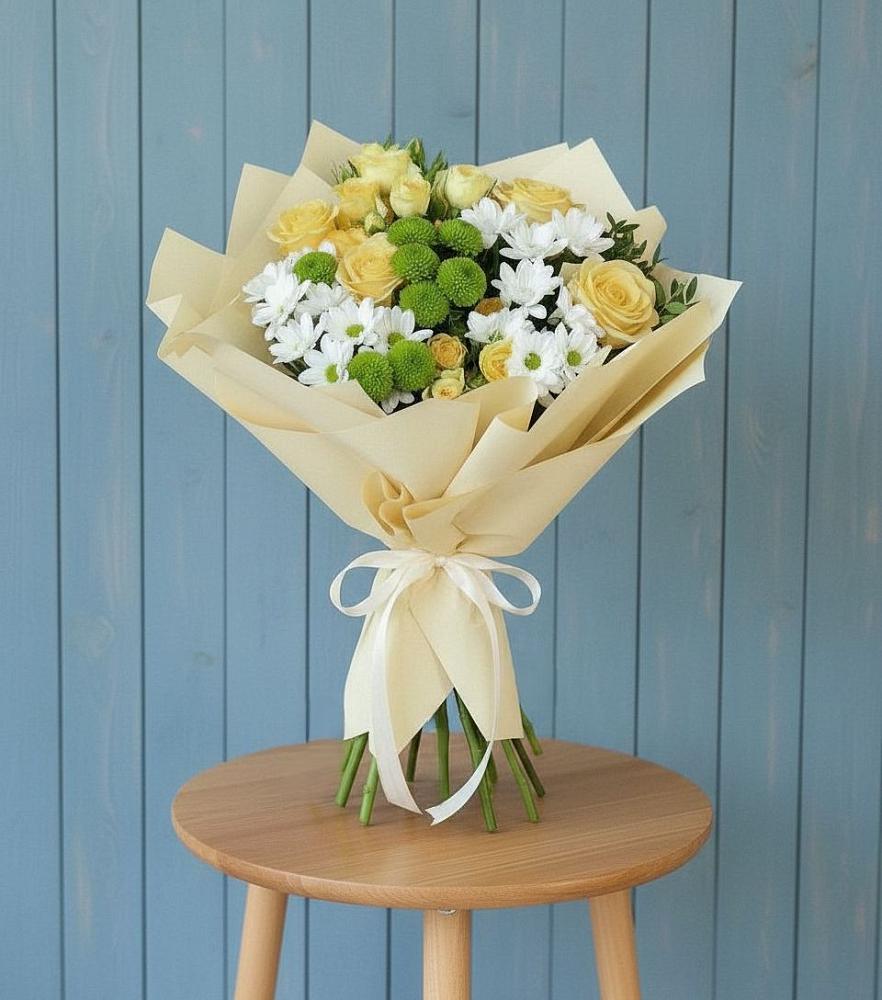 Букет цветов из: Хризантемы и Розы в Савинский