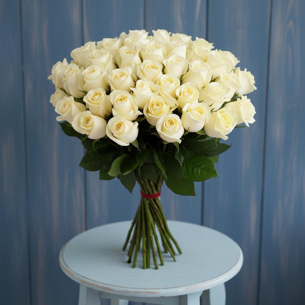 Букет 51 Белая роза Эдлесс Лав в Савинский