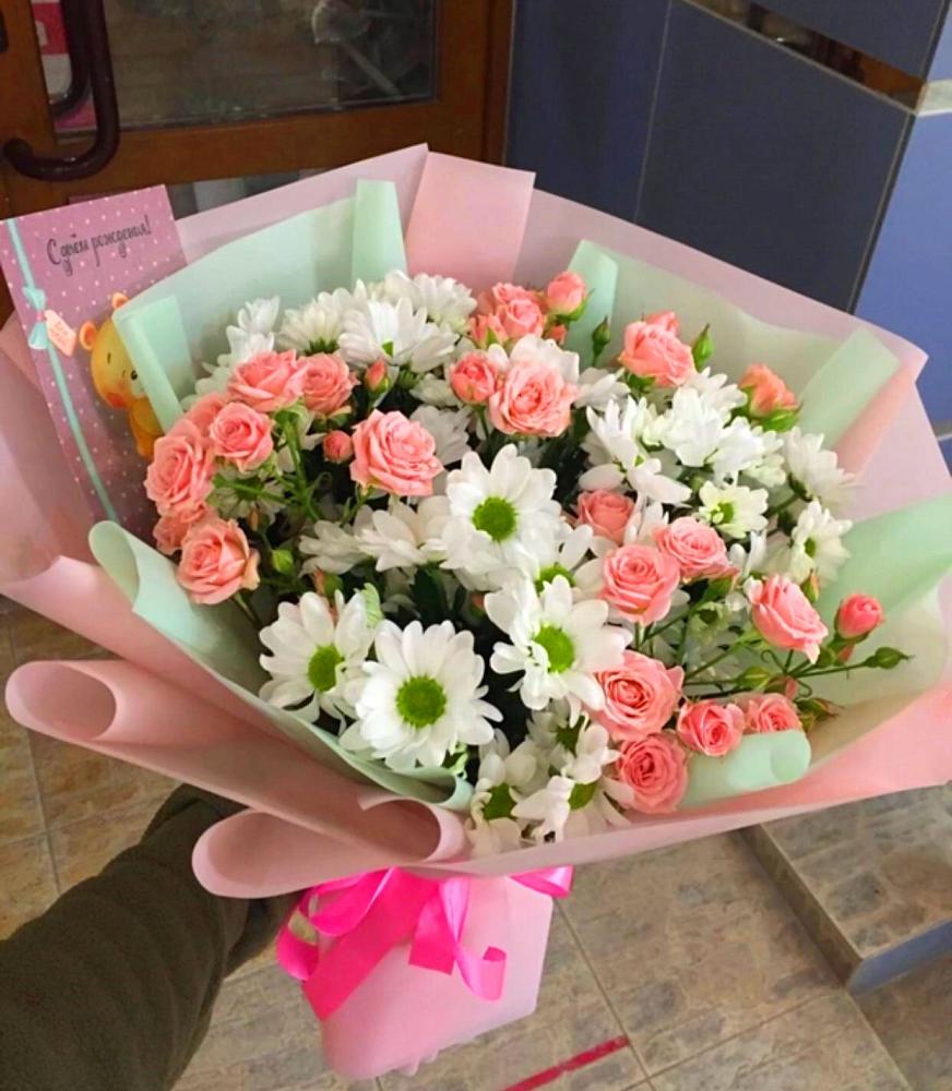 Букет цветов из: Розы и Хризантемы в Савинский