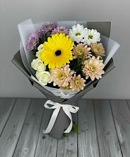 Букет цветов из:  Розы, Герберы и Хризантемы в Савинский