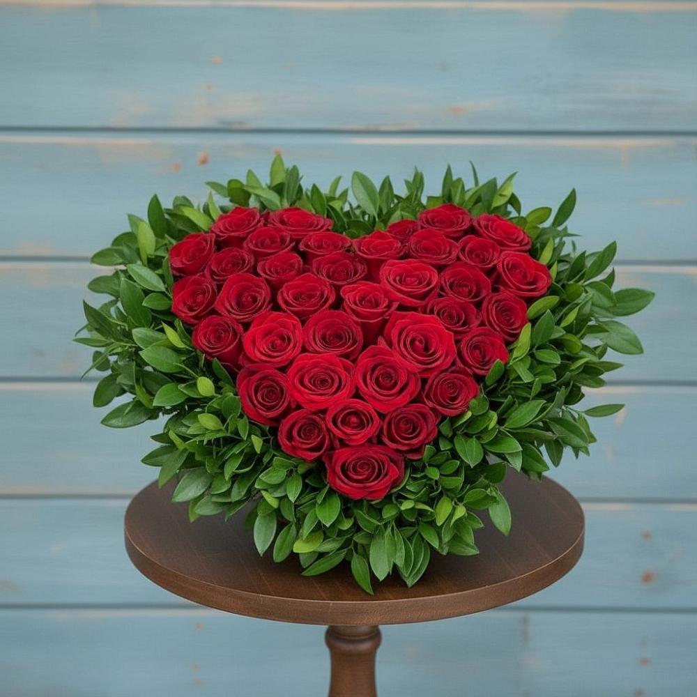 Цветочная композиция из Розы в виде сердца в Савинский