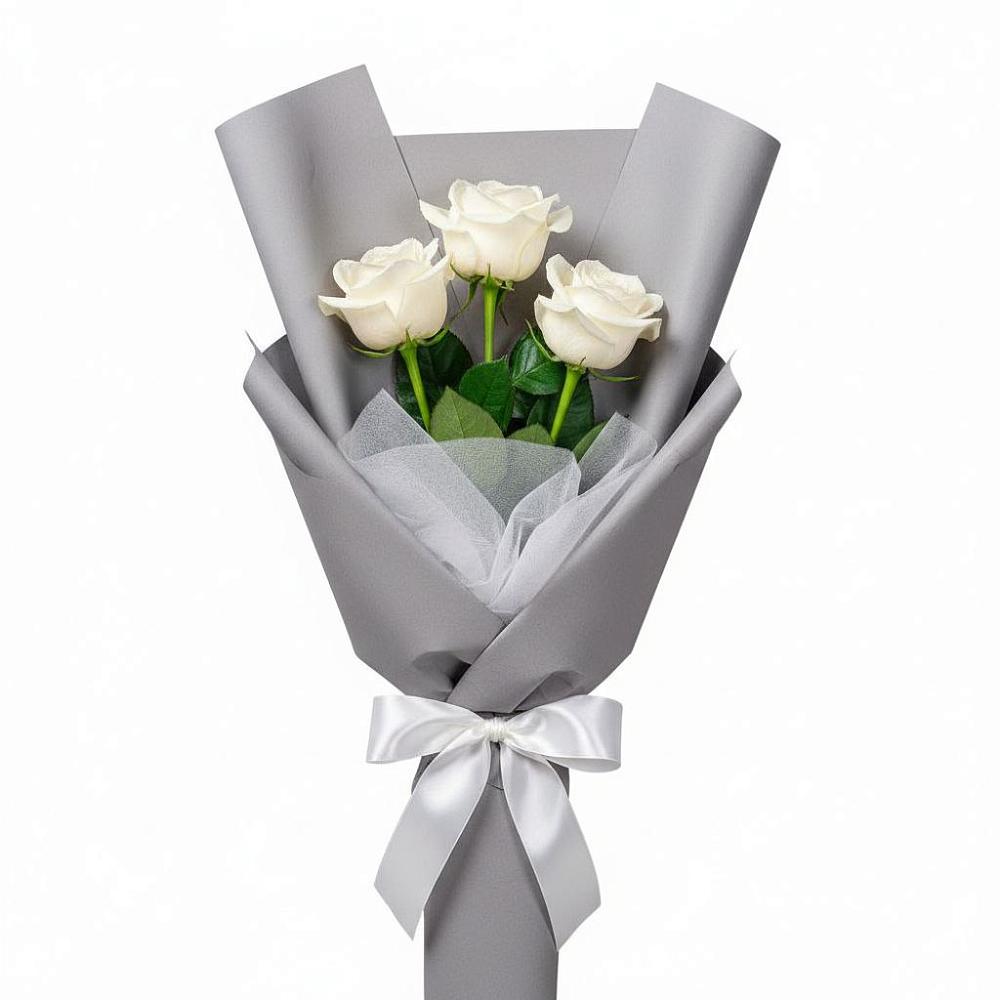 Букет 3 белые розы в Савинский
