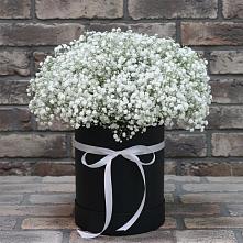 Цветочная композиция из Гипсофила в шляпной коробке в Савинский