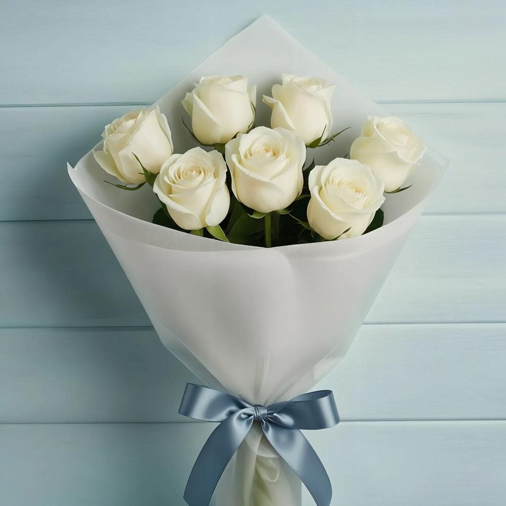 Букет 7 Белых роз Эдлесс Лав в Савинский